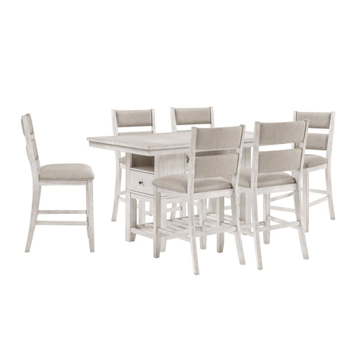 Homelegance - Savile 7 Piece Counter Height Table Set in Brushed Antique White - 5982-36*7 - GreatFurnitureDeal