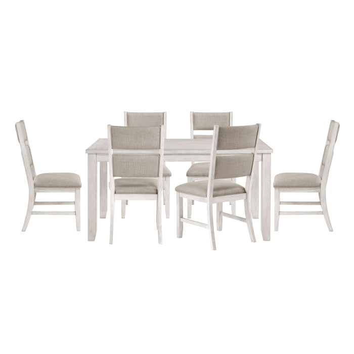 Homelegance - Savile 7 Piece Dining Table Set in Brushed Antique White - 5982-60*7 - GreatFurnitureDeal