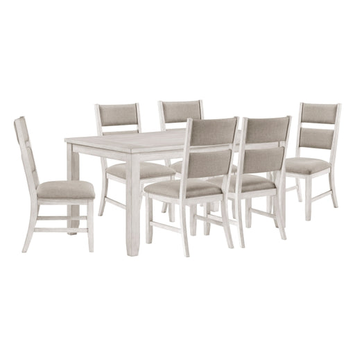 Homelegance - Savile 7 Piece Dining Table Set in Brushed Antique White - 5982-60*7 - GreatFurnitureDeal
