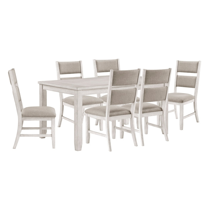 Homelegance - Savile 7 Piece Dining Table Set in Brushed Antique White - 5982-60*7 - GreatFurnitureDeal