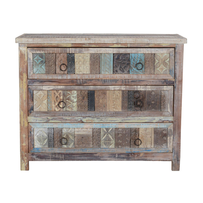 Classic Home - Baltim Reclaimed Wood 3Dwr Print Block Cabinet - 59912175 - GreatFurnitureDeal