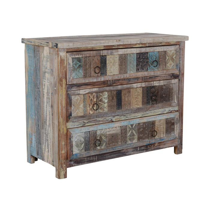 Classic Home - Baltim Reclaimed Wood 3Dwr Print Block Cabinet - 59912175 - GreatFurnitureDeal