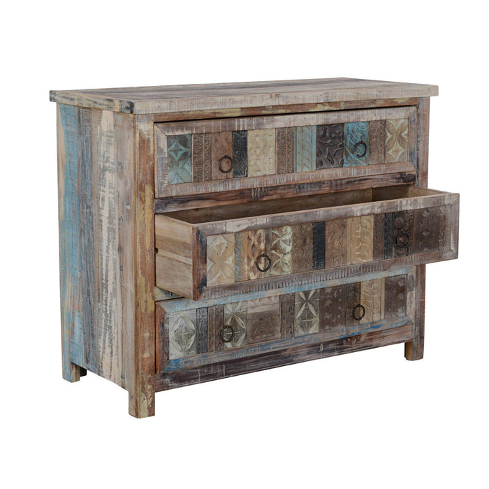 Classic Home - Baltim Reclaimed Wood 3Dwr Print Block Cabinet - 59912175 - GreatFurnitureDeal