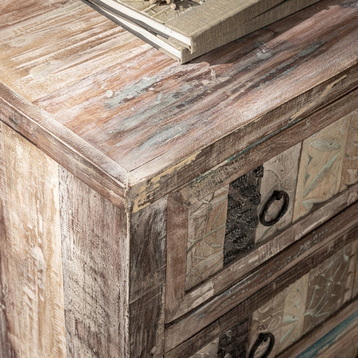 Classic Home - Baltim Reclaimed Wood 3Dwr Print Block Cabinet - 59912175 - GreatFurnitureDeal