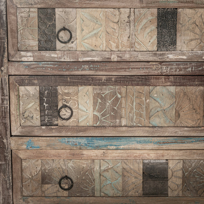 Classic Home - Baltim Reclaimed Wood 3Dwr Print Block Cabinet - 59912175 - GreatFurnitureDeal