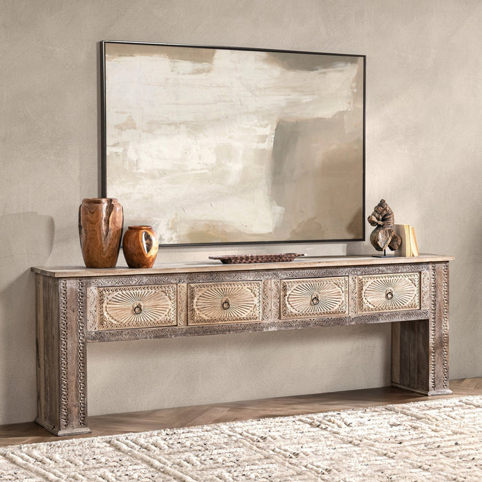Classic Home - Qena 4 Drawer Console Table in Butterwood Blend - 59971071