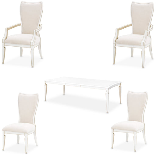 AICO Furniture - La Marisia 5 Piece Rectangular Dining Table Set - Creamy Pearl - 9089000-112-5SET - GreatFurnitureDeal
