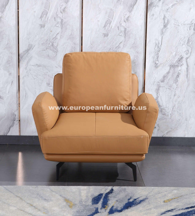 European Furniture - Tratto 3 Piece Sofa Set Cognac Italian Leather - EF-37457