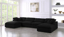 Meridian Furniture - Serene 158" Black Linen Textured Fabric Upholstered Deluxe Comfort 6pc. Sectional - 601Black-Sec6B - GreatFurnitureDeal