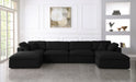 Meridian Furniture - Serene 158" Black Linen Textured Fabric Upholstered Deluxe Comfort 6pc. Sectional - 601Black-Sec6B - GreatFurnitureDeal