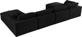 Meridian Furniture - Serene 158" Black Linen Textured Fabric Upholstered Deluxe Comfort 6pc. Sectional - 601Black-Sec6B - GreatFurnitureDeal