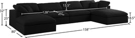 Meridian Furniture - Serene 158" Black Linen Textured Fabric Upholstered Deluxe Comfort 6pc. Sectional - 601Black-Sec6B - GreatFurnitureDeal