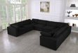 Meridian Furniture - Serene 158" Black Linen Textured Fabric Upholstered Deluxe Comfort 8pc. Sectional - 601Black-Sec8A - GreatFurnitureDeal