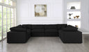 Meridian Furniture - Serene 158" Black Linen Textured Fabric Upholstered Deluxe Comfort 8pc. Sectional - 601Black-Sec8A - GreatFurnitureDeal