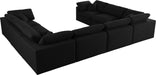 Meridian Furniture - Serene 158" Black Linen Textured Fabric Upholstered Deluxe Comfort 8pc. Sectional - 601Black-Sec8A - GreatFurnitureDeal