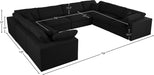 Meridian Furniture - Serene 158" Black Linen Textured Fabric Upholstered Deluxe Comfort 8pc. Sectional - 601Black-Sec8A - GreatFurnitureDeal