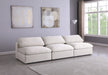 Meridian Furniture - Serene 117" Cream Linen Textured Fabric Upholstered Deluxe Comfort 3pc. Armless Sofa - 601Cream-S117 - GreatFurnitureDeal