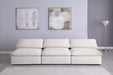 Meridian Furniture - Serene 117" Cream Linen Textured Fabric Upholstered Deluxe Comfort 3pc. Armless Sofa - 601Cream-S117 - GreatFurnitureDeal