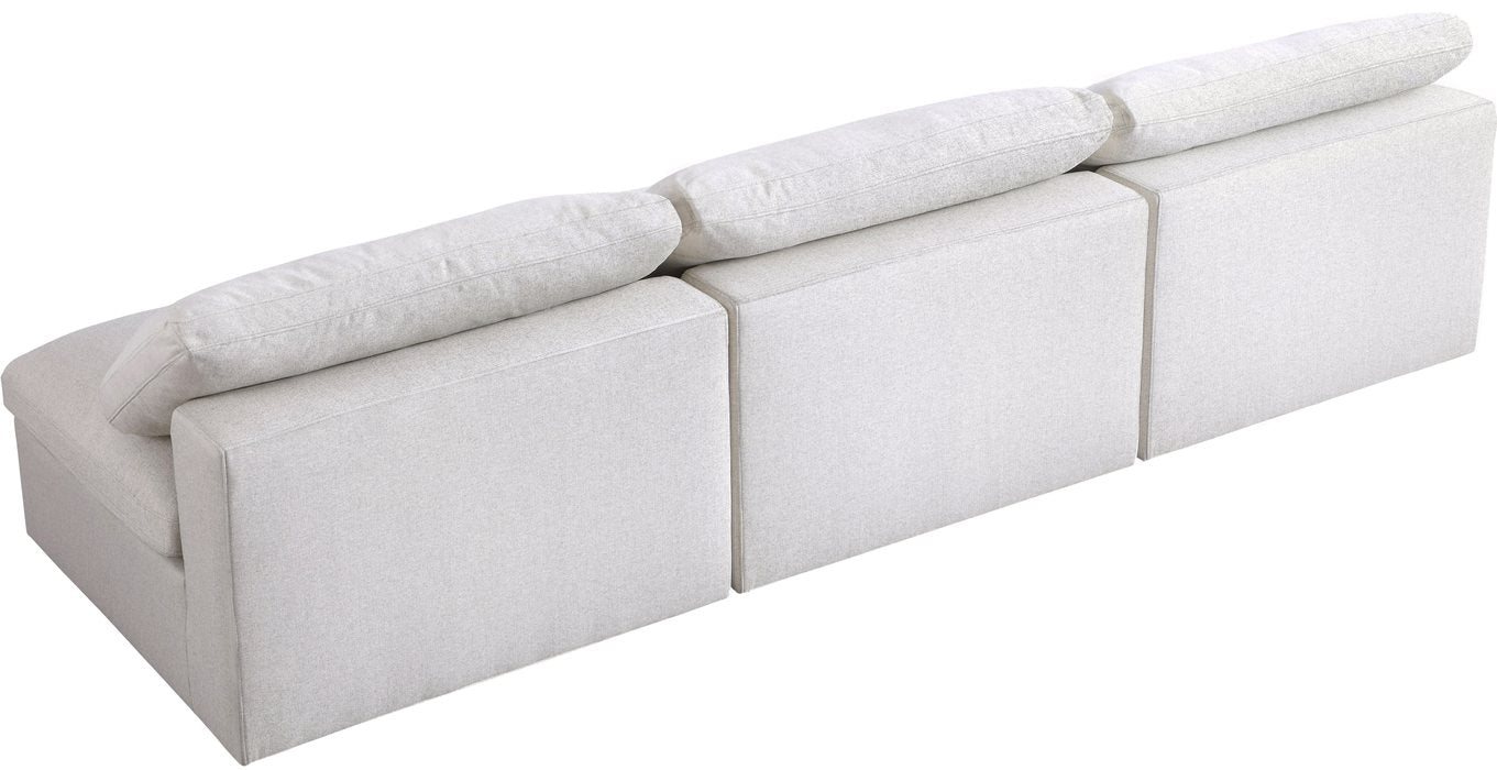 Meridian Furniture - Serene 117" Cream Linen Textured Fabric Upholstered Deluxe Comfort 3pc. Armless Sofa - 601Cream-S117 - GreatFurnitureDeal