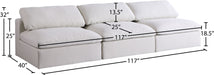 Meridian Furniture - Serene 117" Cream Linen Textured Fabric Upholstered Deluxe Comfort 3pc. Armless Sofa - 601Cream-S117 - GreatFurnitureDeal