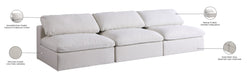 Meridian Furniture - Serene 117" Cream Linen Textured Fabric Upholstered Deluxe Comfort 3pc. Armless Sofa - 601Cream-S117 - GreatFurnitureDeal