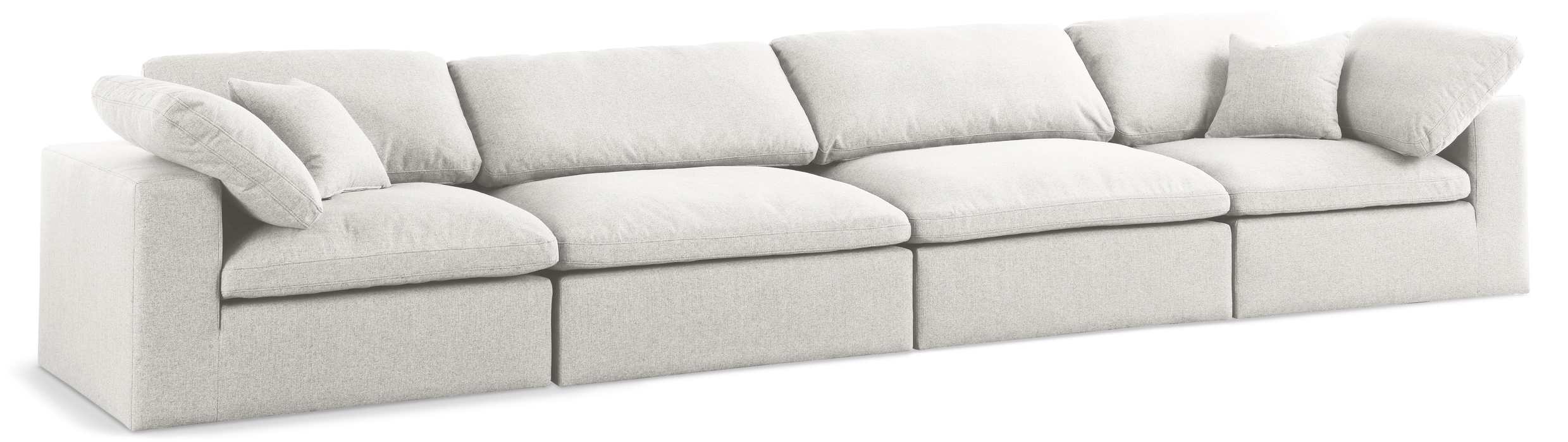 Meridian Furniture - Serene 158" Cream Linen Textured Fabric Upholstered Deluxe Comfort 4pc. Sofa - 601Cream-S158 - GreatFurnitureDeal