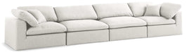 Meridian Furniture - Serene 158" Cream Linen Textured Fabric Upholstered Deluxe Comfort 4pc. Sofa - 601Cream-S158 - GreatFurnitureDeal