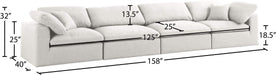Meridian Furniture - Serene 158" Cream Linen Textured Fabric Upholstered Deluxe Comfort 4pc. Sofa - 601Cream-S158 - GreatFurnitureDeal