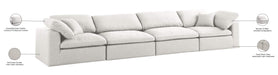 Meridian Furniture - Serene 158" Cream Linen Textured Fabric Upholstered Deluxe Comfort 4pc. Sofa - 601Cream-S158 - GreatFurnitureDeal