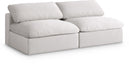 Meridian Furniture - Serene 78" Cream Linen Textured Fabric Upholstered Deluxe Comfort 2pc. Armless Sofa - 601Cream-S78 - GreatFurnitureDeal