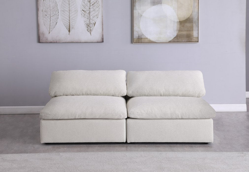 Meridian Furniture - Serene 78" Cream Linen Textured Fabric Upholstered Deluxe Comfort 2pc. Armless Sofa - 601Cream-S78 - GreatFurnitureDeal