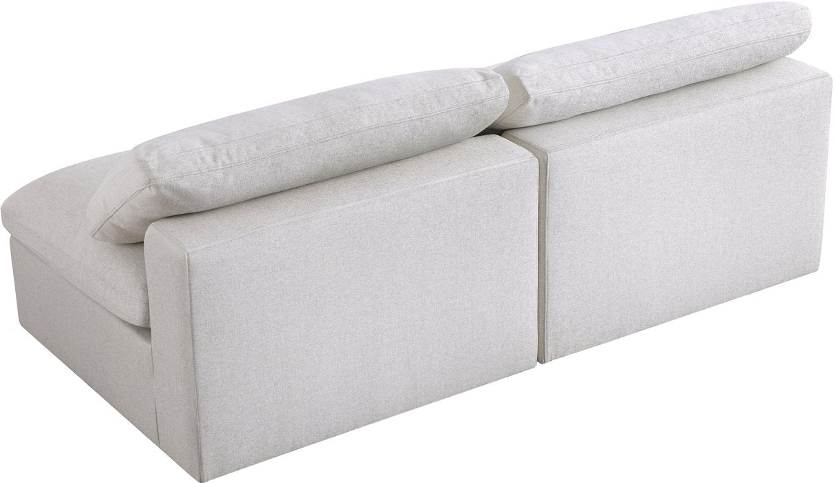 Meridian Furniture - Serene 78" Cream Linen Textured Fabric Upholstered Deluxe Comfort 2pc. Armless Sofa - 601Cream-S78 - GreatFurnitureDeal