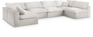 Meridian Furniture - Serene 158" Cream Linen Textured Fabric Upholstered Deluxe Comfort 6pc. Sectional - 601Cream-Sec6D - GreatFurnitureDeal