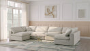 Meridian Furniture - Serene 158" Cream Linen Textured Fabric Upholstered Deluxe Comfort 6pc. Sectional - 601Cream-Sec6D - GreatFurnitureDeal