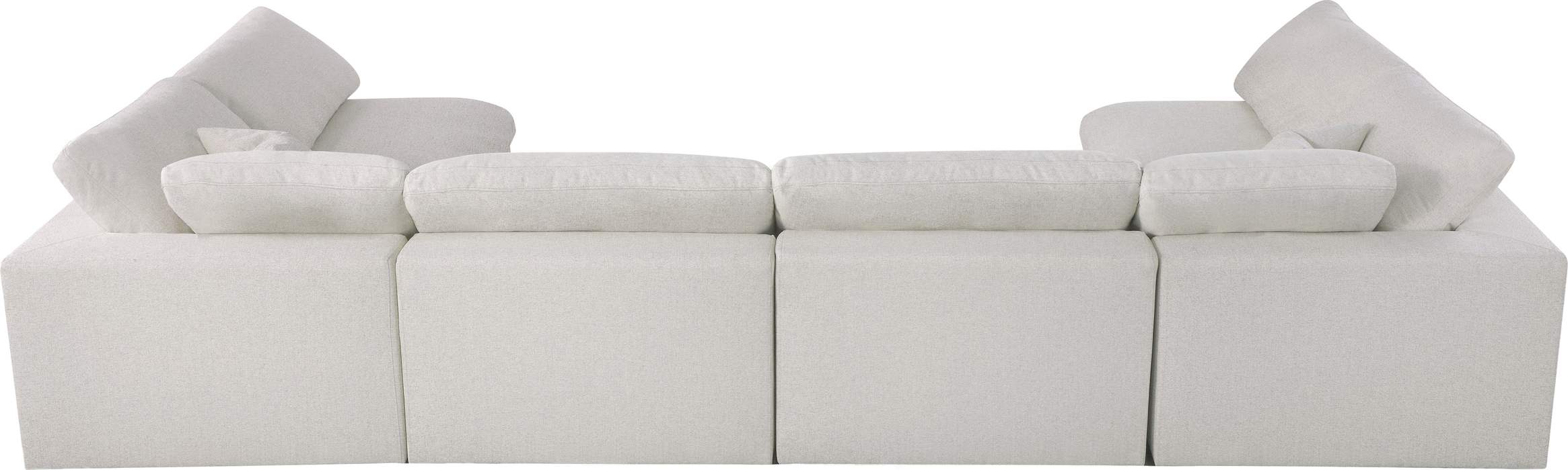 Meridian Furniture - Serene 158" Cream Linen Textured Fabric Upholstered Deluxe Comfort 6pc. Sectional - 601Cream-Sec6D - GreatFurnitureDeal
