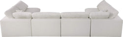 Meridian Furniture - Serene 158" Cream Linen Textured Fabric Upholstered Deluxe Comfort 6pc. Sectional - 601Cream-Sec6D - GreatFurnitureDeal