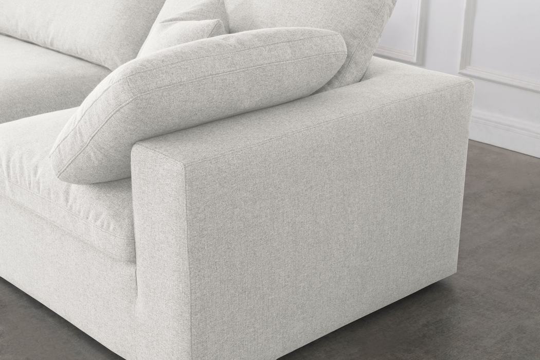 Meridian Furniture - Serene 158" Cream Linen Textured Fabric Upholstered Deluxe Comfort 6pc. Sectional - 601Cream-Sec6D - GreatFurnitureDeal