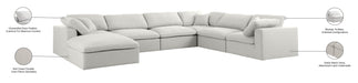 Meridian Furniture - Serene 158" Cream Linen Textured Fabric Upholstered Deluxe Comfort 7pc. Sectional - 601Cream-Sec7A - GreatFurnitureDeal