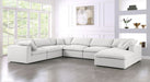 Meridian Furniture - Serene 158" Cream Linen Textured Fabric Upholstered Deluxe Comfort 7pc. Sectional - 601Cream-Sec7A - GreatFurnitureDeal