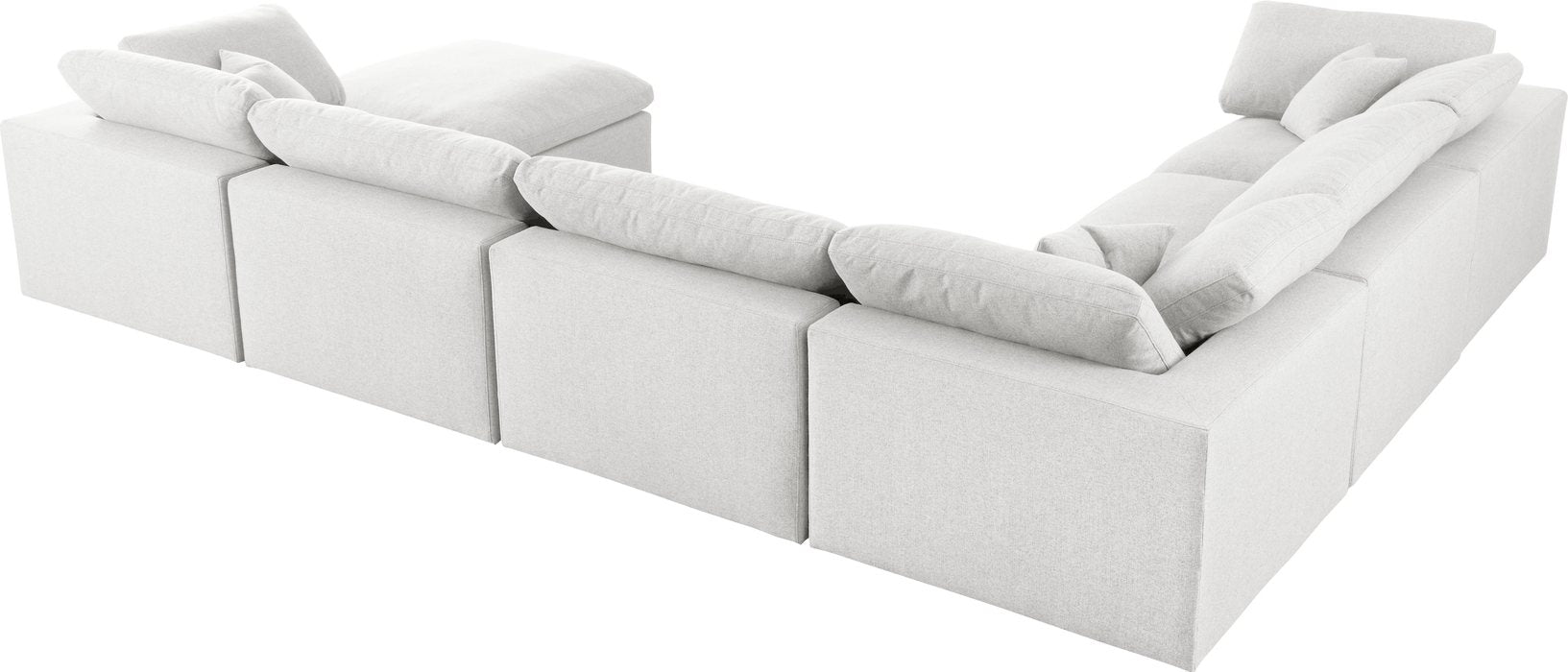 Meridian Furniture - Serene 158" Cream Linen Textured Fabric Upholstered Deluxe Comfort 7pc. Sectional - 601Cream-Sec7A - GreatFurnitureDeal