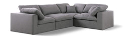Meridian Furniture - Serene 119" Grey Linen Textured Fabric Upholstered Deluxe Comfort 4pc. Sectional - 601Grey-Sec4C - GreatFurnitureDeal