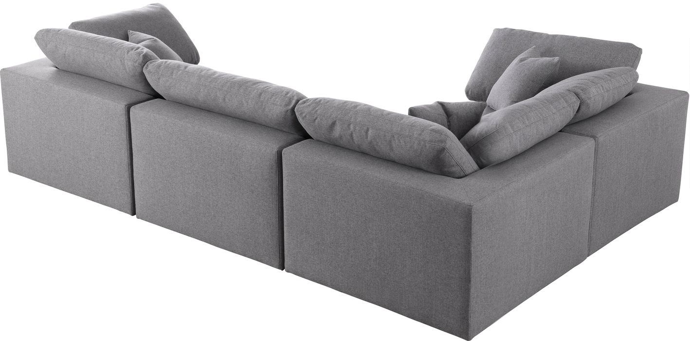 Meridian Furniture - Serene 119" Grey Linen Textured Fabric Upholstered Deluxe Comfort 4pc. Sectional - 601Grey-Sec4C - GreatFurnitureDeal