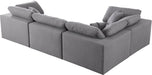 Meridian Furniture - Serene 119" Grey Linen Textured Fabric Upholstered Deluxe Comfort 4pc. Sectional - 601Grey-Sec4C - GreatFurnitureDeal