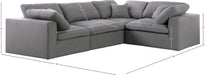 Meridian Furniture - Serene 119" Grey Linen Textured Fabric Upholstered Deluxe Comfort 4pc. Sectional - 601Grey-Sec4C - GreatFurnitureDeal