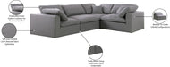 Meridian Furniture - Serene 119" Grey Linen Textured Fabric Upholstered Deluxe Comfort 4pc. Sectional - 601Grey-Sec4C - GreatFurnitureDeal