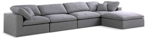 Meridian Furniture - Serene 158" Grey Linen Textured Fabric Upholstered Deluxe Comfort 5pc. Sectional - 601Grey-Sec5A - GreatFurnitureDeal