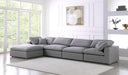 Meridian Furniture - Serene 158" Grey Linen Textured Fabric Upholstered Deluxe Comfort 5pc. Sectional - 601Grey-Sec5A - GreatFurnitureDeal