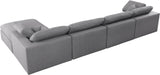 Meridian Furniture - Serene 158" Grey Linen Textured Fabric Upholstered Deluxe Comfort 5pc. Sectional - 601Grey-Sec5A - GreatFurnitureDeal