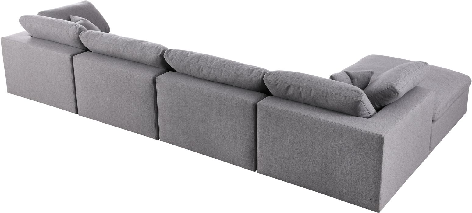 Meridian Furniture - Serene 158" Grey Linen Textured Fabric Upholstered Deluxe Comfort 5pc. Sectional - 601Grey-Sec5A - GreatFurnitureDeal