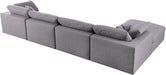 Meridian Furniture - Serene 158" Grey Linen Textured Fabric Upholstered Deluxe Comfort 5pc. Sectional - 601Grey-Sec5A - GreatFurnitureDeal
